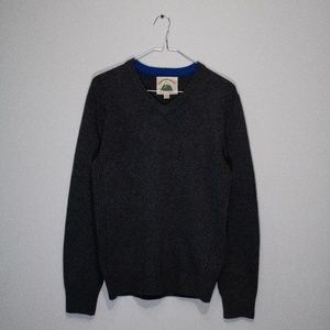 O'Hanlon Mills Wool Charcoal V Neck Knit Sweater